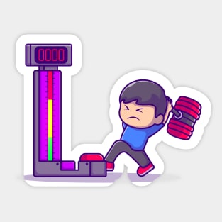 Cute People Playing Hammer Arcade Game Sticker